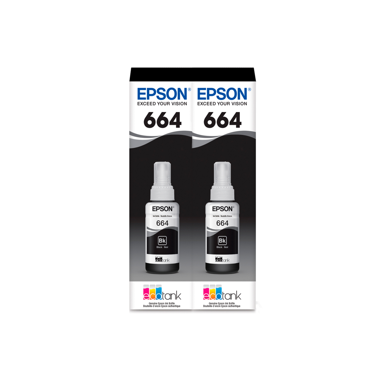 PACK DE 2 TINTAS ORIGINALES PARA IMPRESORAS EPSON - SERIE 664 BLACK 70ML -  Antares Computación